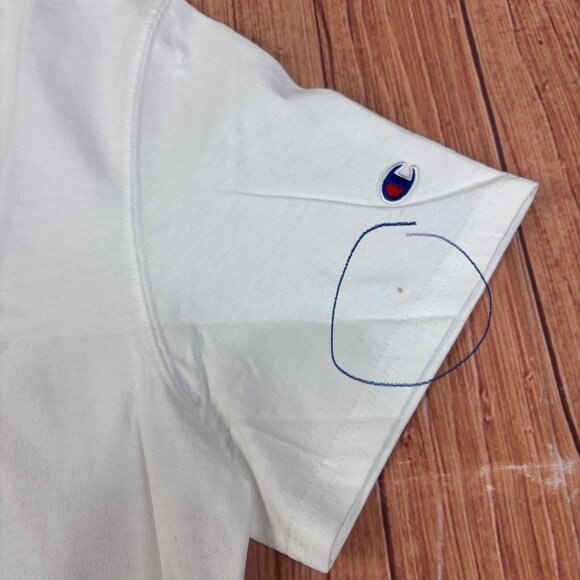 Champion Heritage Heavyweight White T-Shirt With Embroidered Logo Size L - Picture 9 of 9